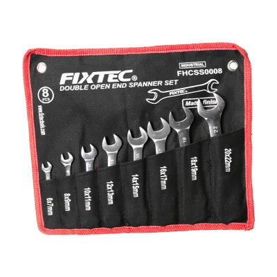 Fixtec 8PCS CRV Double Open End Spanner Set Hand Tools Wrench Set